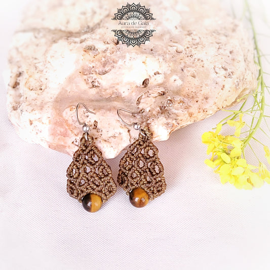 Pendientes Boho de Macrame con Piedras Naturales / Boho Macrame Earrings with Natural Stones