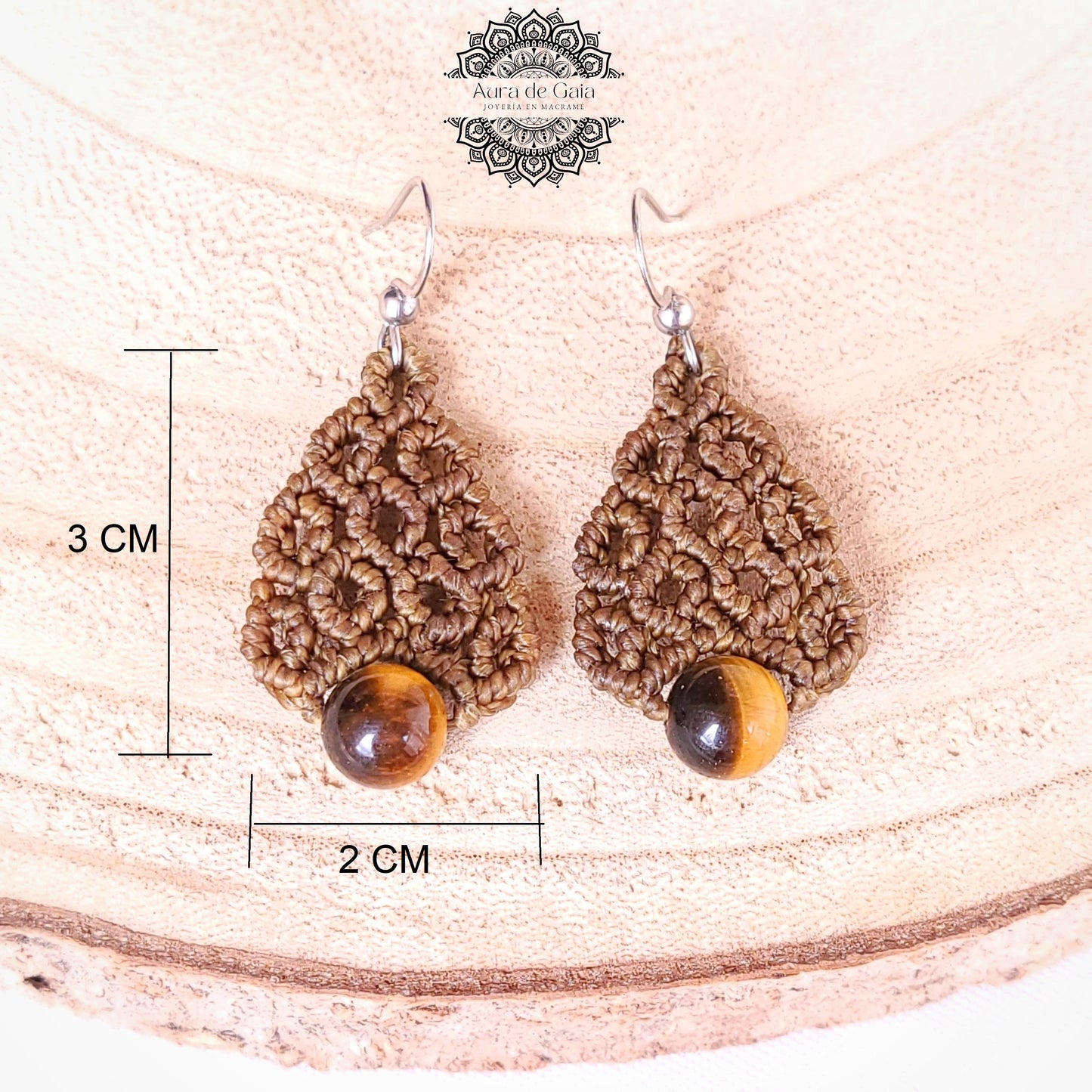 Pendientes Boho de Macrame con Piedras Naturales / Boho Macrame Earrings with Natural Stones