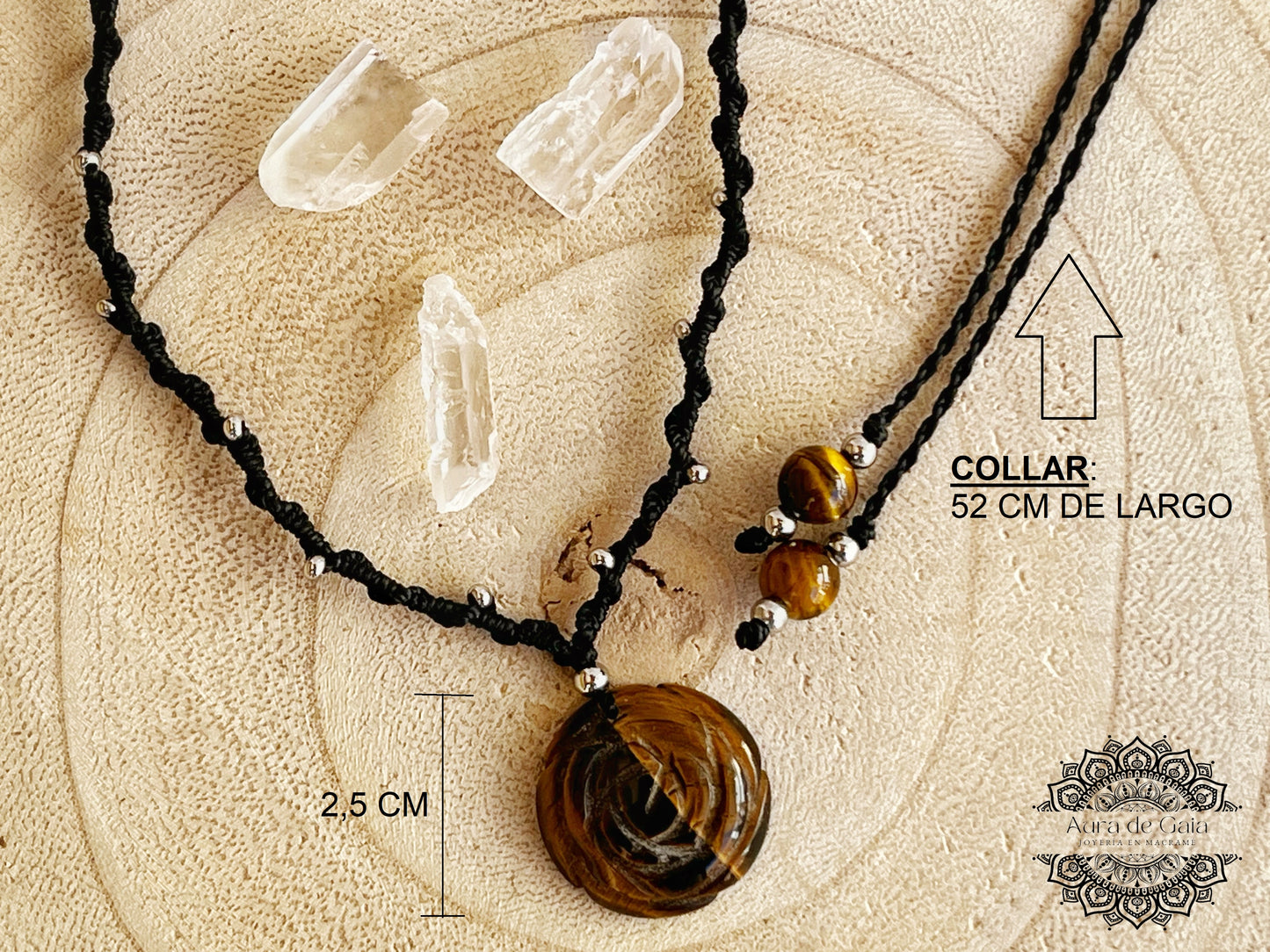Gargantilla con Ojo de Tigre en Macramé - Tiger Eye Macrame Choker