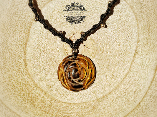 Gargantilla con Ojo de Tigre en Macramé - Tiger Eye Macrame Choker