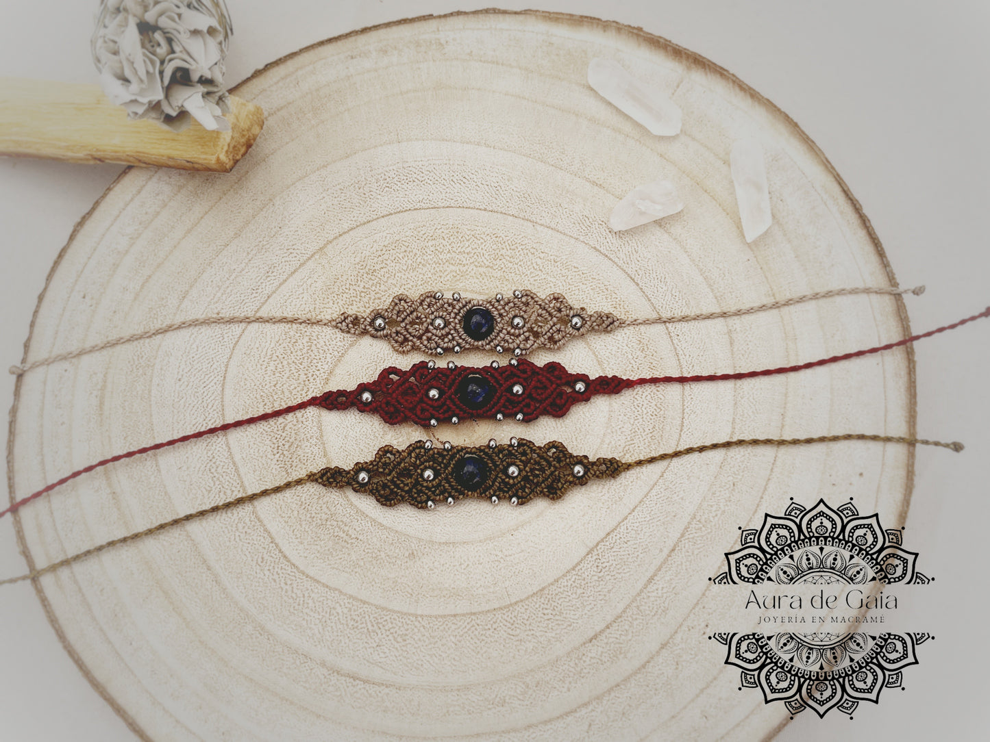 Pulsera Boho Hippie con Lapislázuli y Acero Inoxidable en Macrame - Boho Hippie Bracelet with Lapis Lazuli and Stainless Steel Beads by Macrame