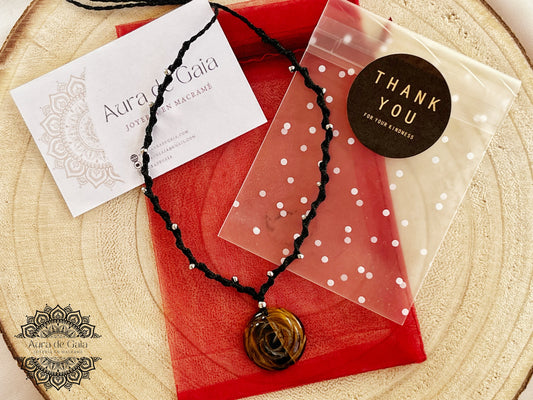 Gargantilla con Ojo de Tigre en Macramé - Tiger Eye Macrame Choker