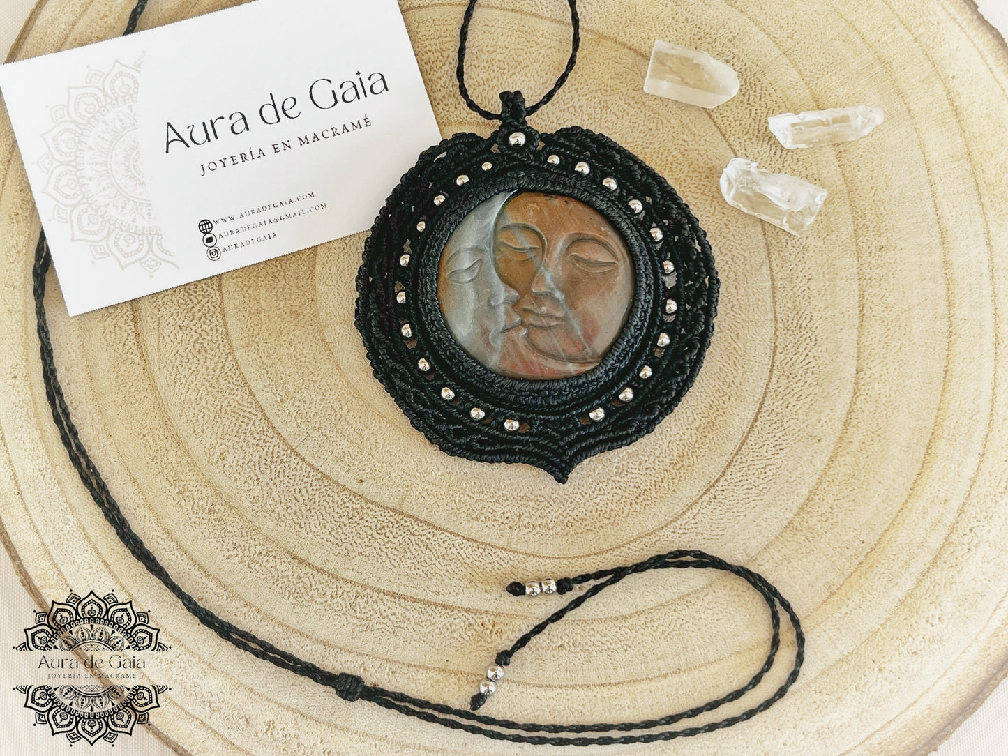Colgante Sol y Luna en Labradorita - Labradorite Sun and Moon Pendant