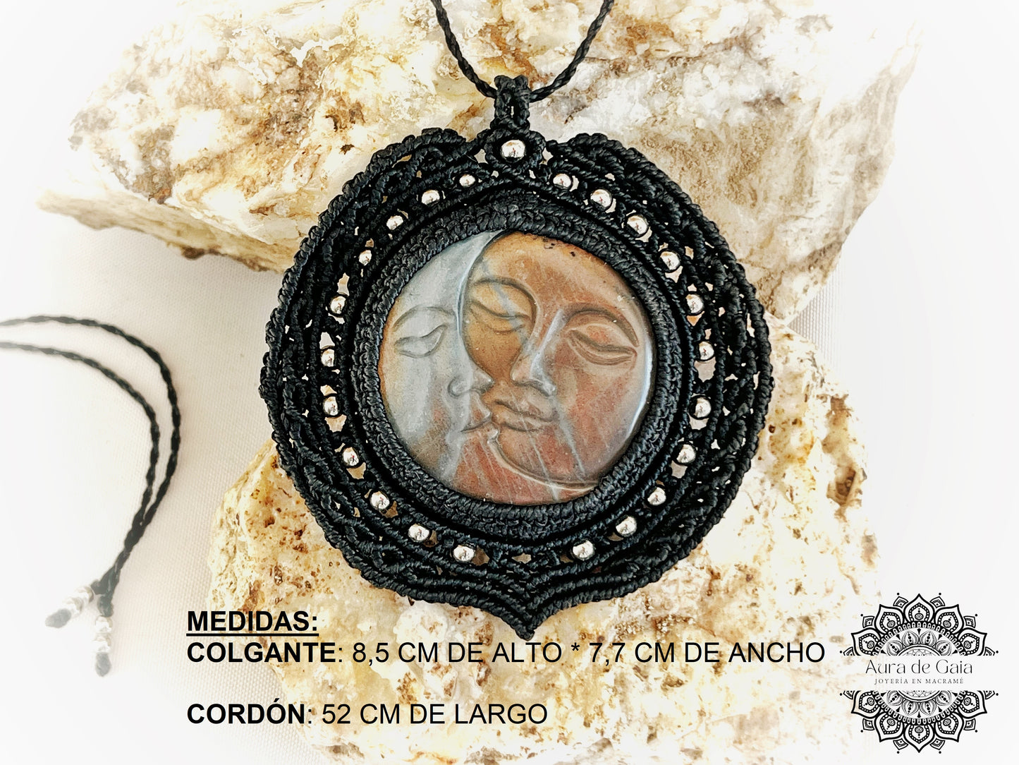 Colgante Sol y Luna en Labradorita - Labradorite Sun and Moon Pendant