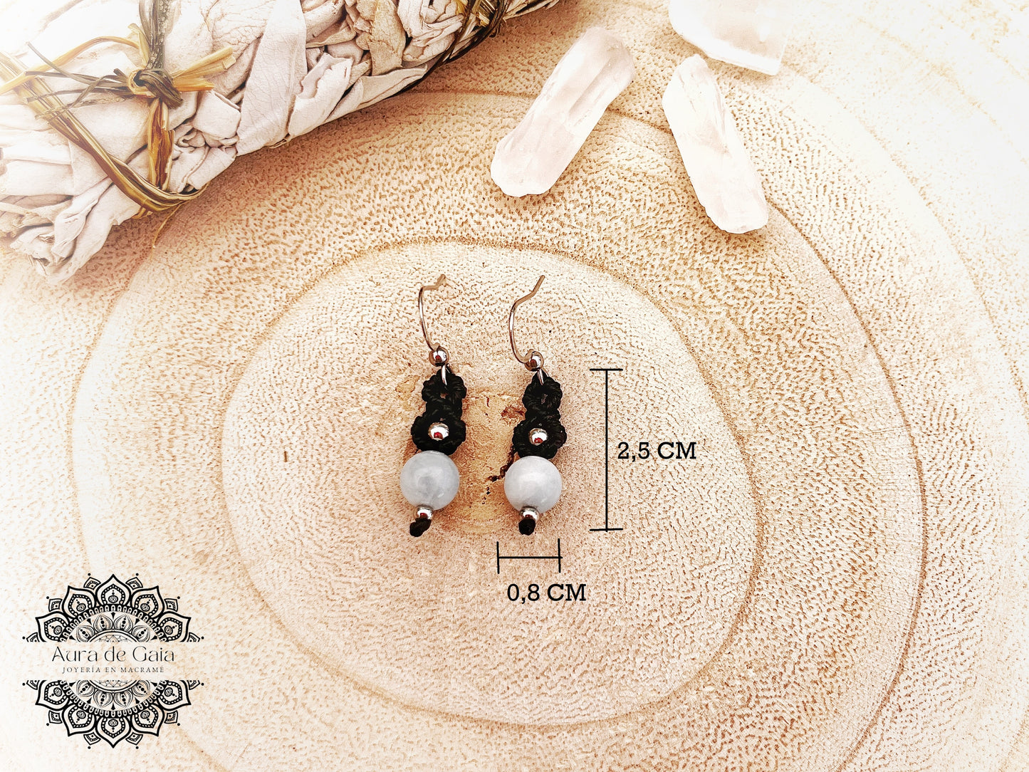 Conjunto Joyas Boho de Aguamarina en Macrame - Aquamarine Boho Jewelry Set in Macrame