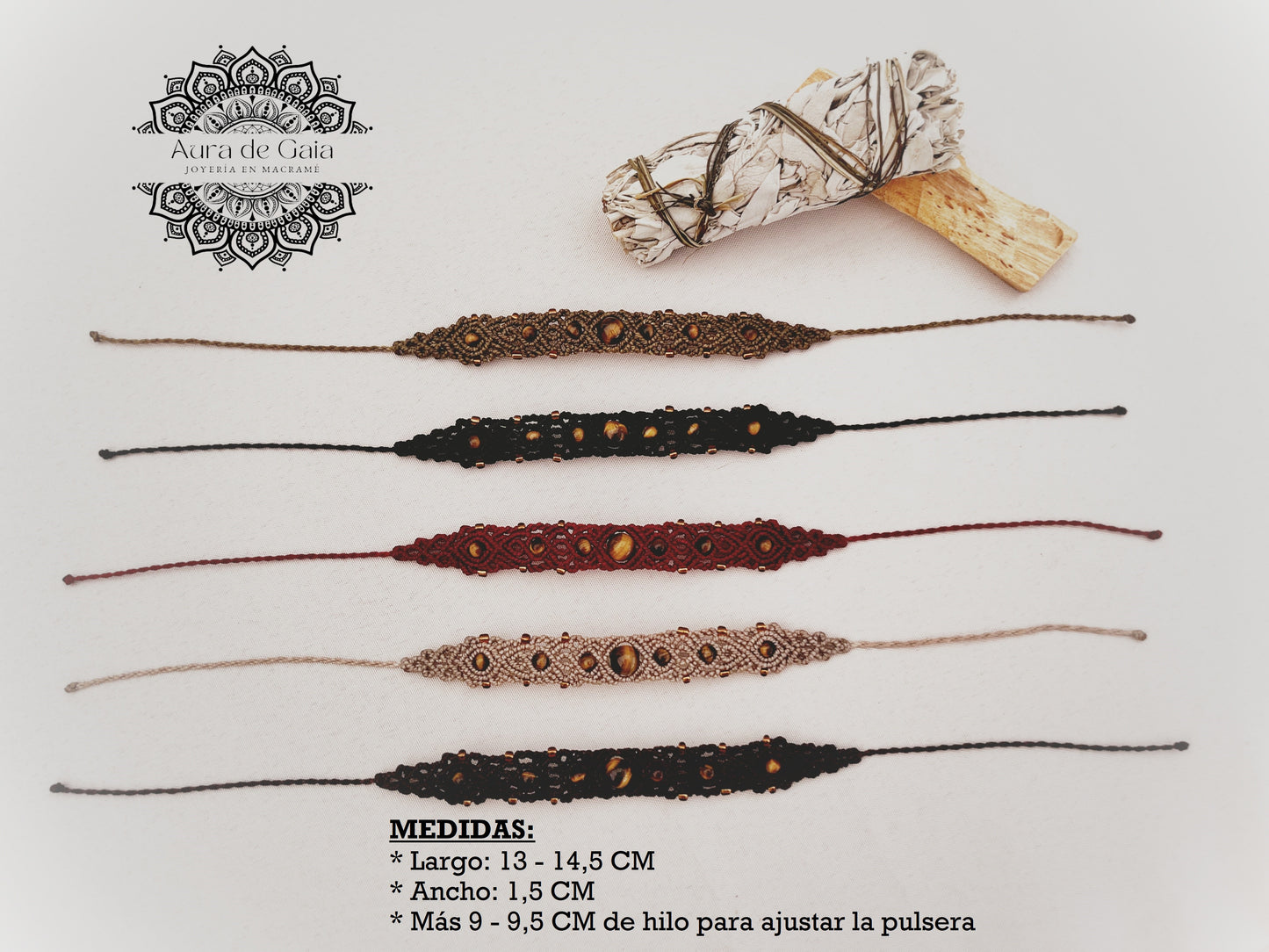 Pulsera Bohemia de Ojo de Tigre - Tiger Eye Bohemia Bracelet Macrame