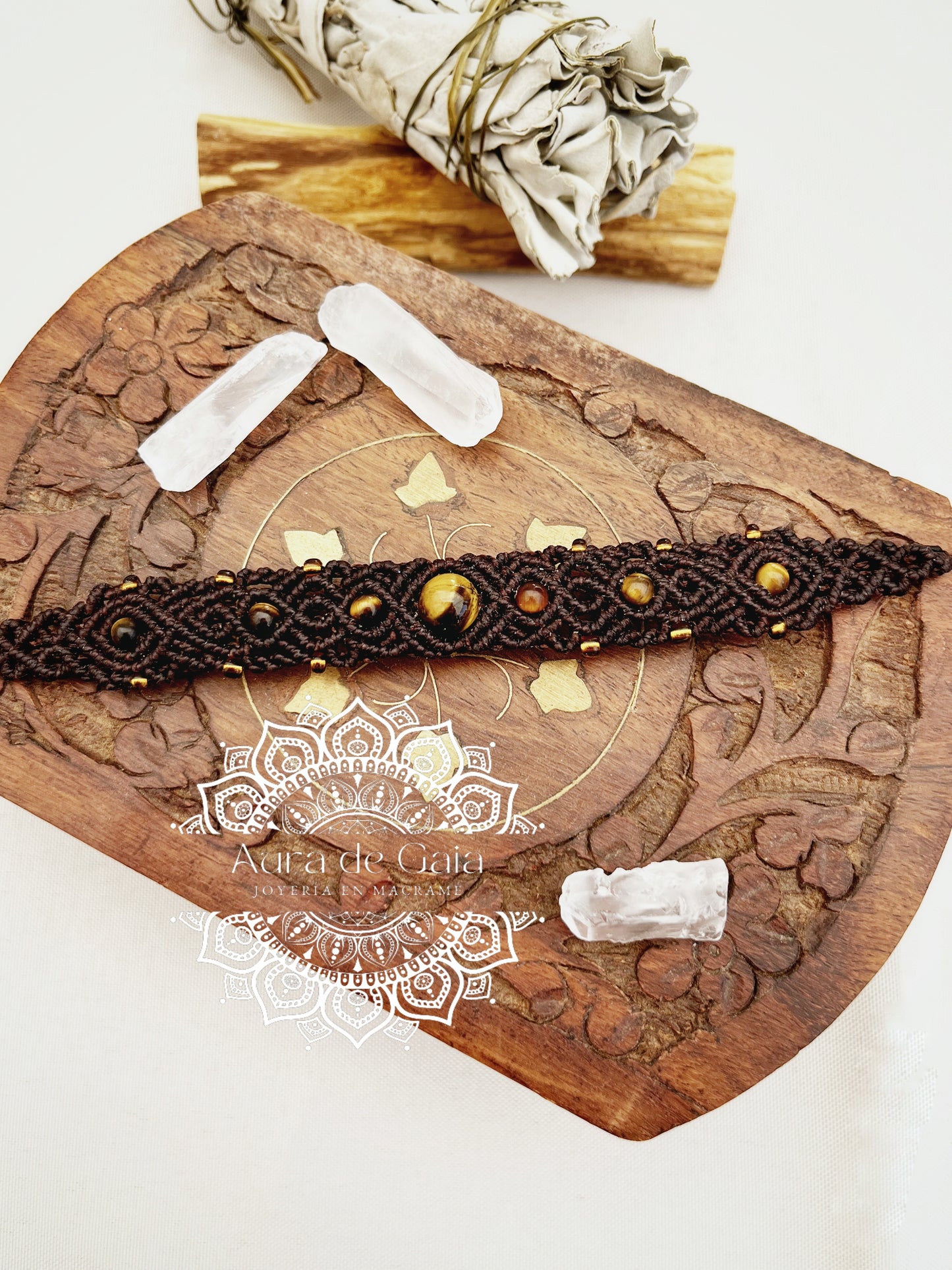 Pulsera Bohemia de Ojo de Tigre - Tiger Eye Bohemia Bracelet Macrame