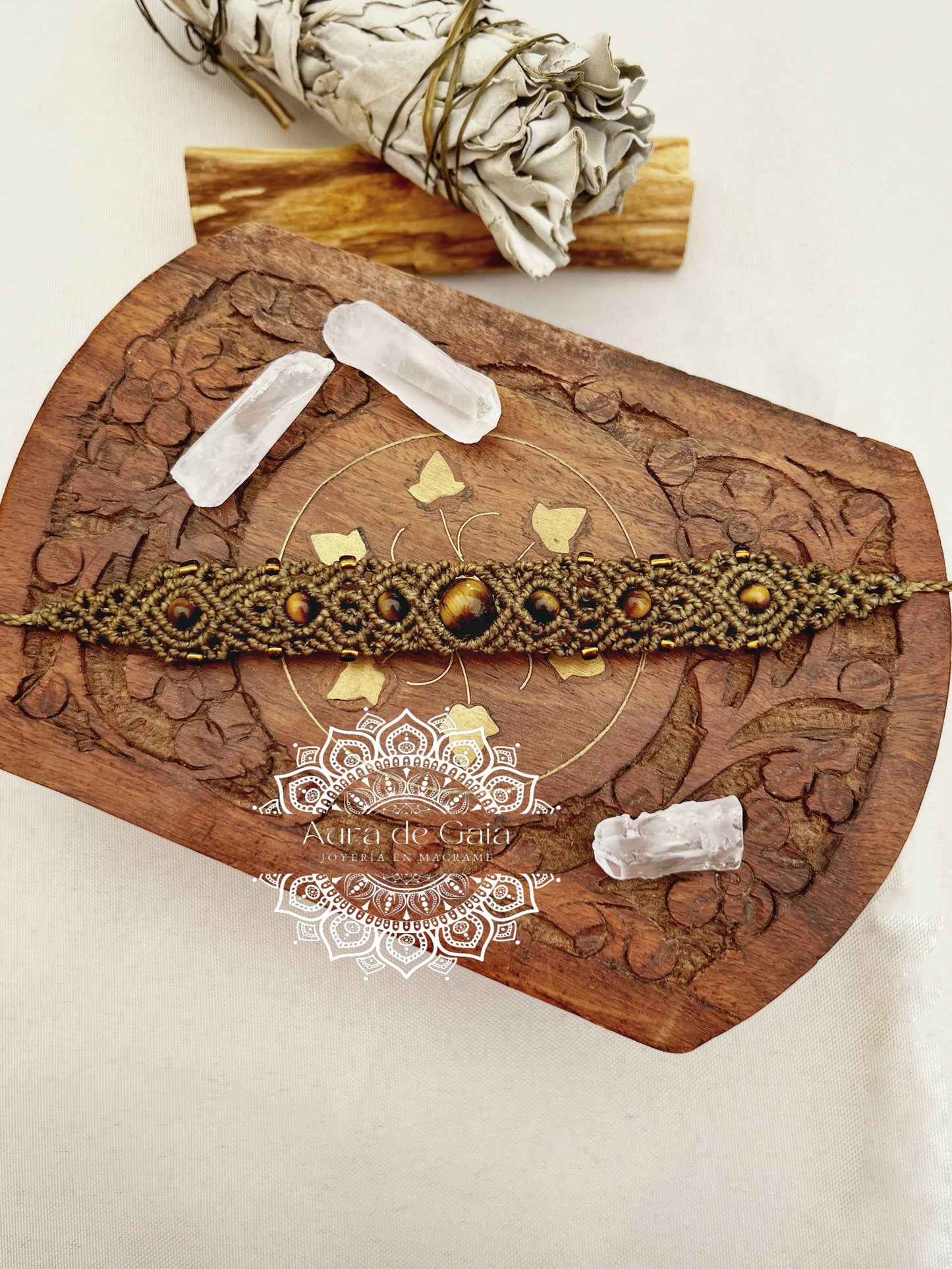 Pulsera Bohemia de Ojo de Tigre - Tiger Eye Bohemia Bracelet Macrame