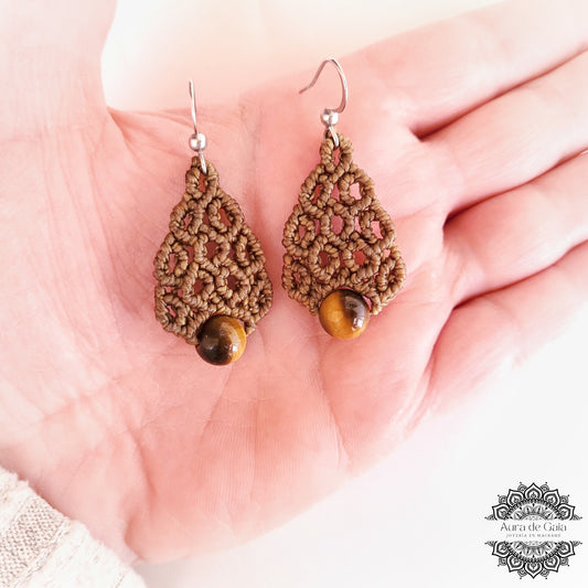 Pendientes Boho de Macrame con Piedras Naturales / Boho Macrame Earrings with Natural Stones