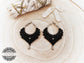 Pendientes Aro boho macrame en color negro - Bohemian Hoop Earrings Macrame in Black Color