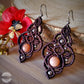 Delicados Pendientes Bohemios con Piedra del Sol en Macramé/ Handcrafted Boho Hippie Natural Stone Earrings