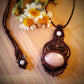 Collar Boho en Macrame con Cuarzo Rosa y Piedra Luna / Boho Macrame Necklace with Rose Quartz and Moonstone