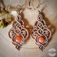 Delicados Pendientes Bohemios con Piedra del Sol en Macramé/ Handcrafted Boho Hippie Natural Stone Earrings