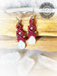 Pendientes boho macramé de nácar en rojo - Mother of pearl boho macrame earrings in red