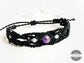 Pulsera de macrame con Cuarzo Amatista y Piedra Luna en color Negro - Macrame bracelet with Amethyst Quartz and Moonstone in Black color