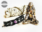 Pulsera de macrame con Cuarzo Amatista y Piedra Luna en color Negro - Macrame bracelet with Amethyst Quartz and Moonstone in Black color