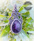 Colgante boho de amatista en macrame - Amethyst Boho Necklace Macrame